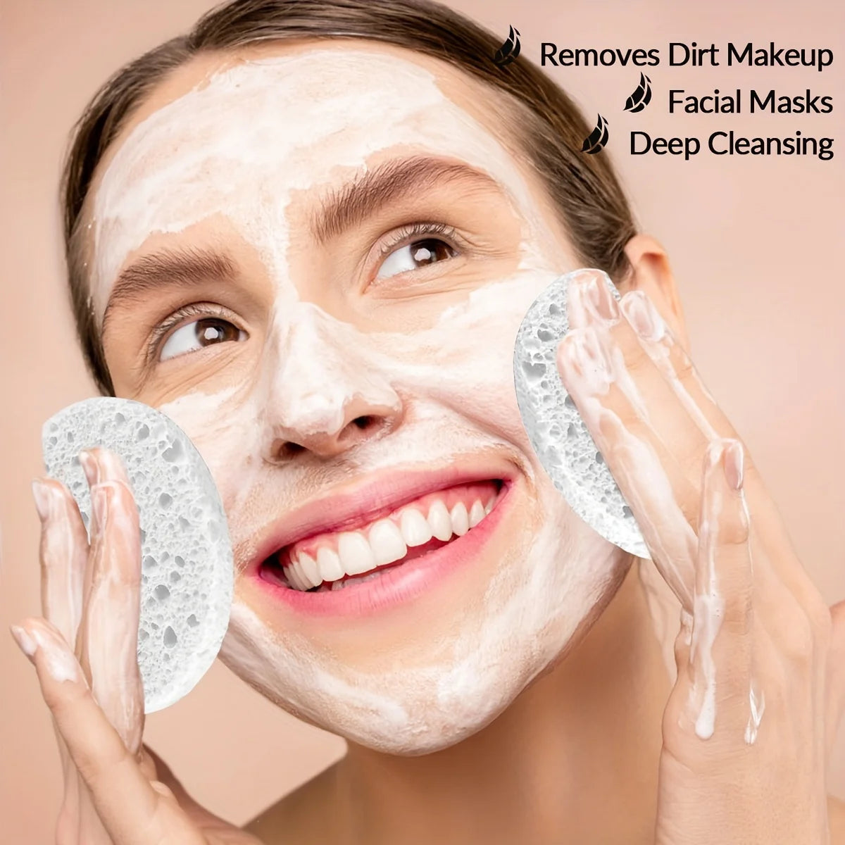 30 Natural Cosmetic Spa Sponges, Alcohol Free, Fragrance Free Facial Cleansing and Exfoliating Sheets, Beauty Sponges