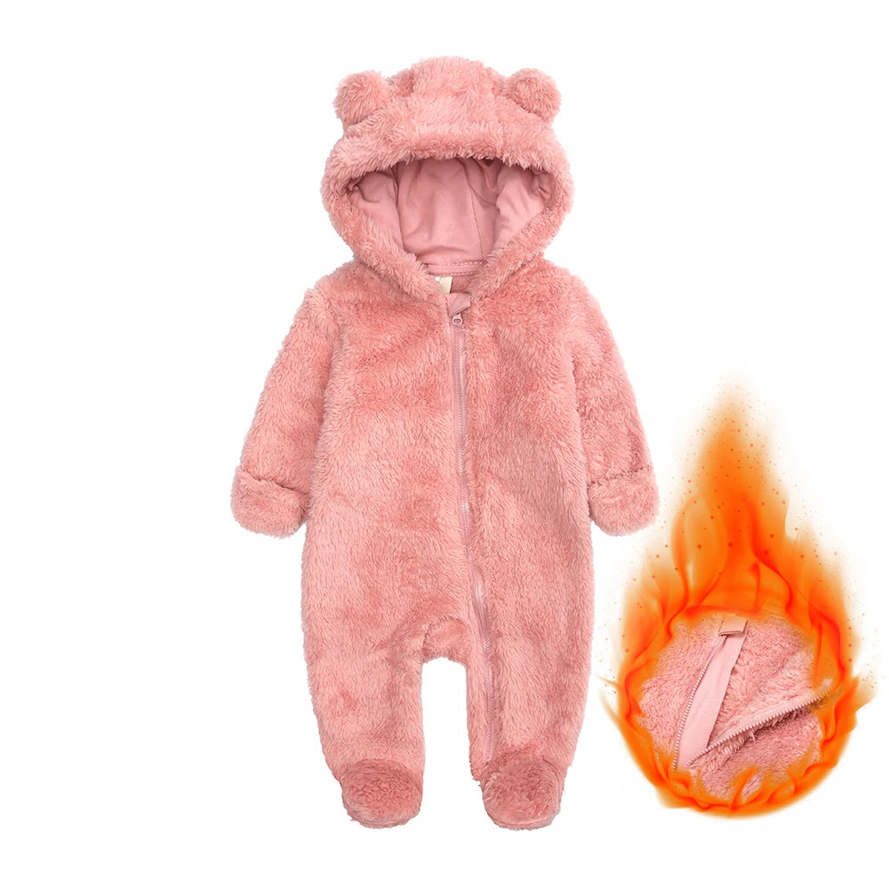 Winter Essentials Fleece Baby Clothes Romper Kids Boys Girls Pajamas Hooded Toddler Bodysuit Infant Jumpsuit Newborn Onesies