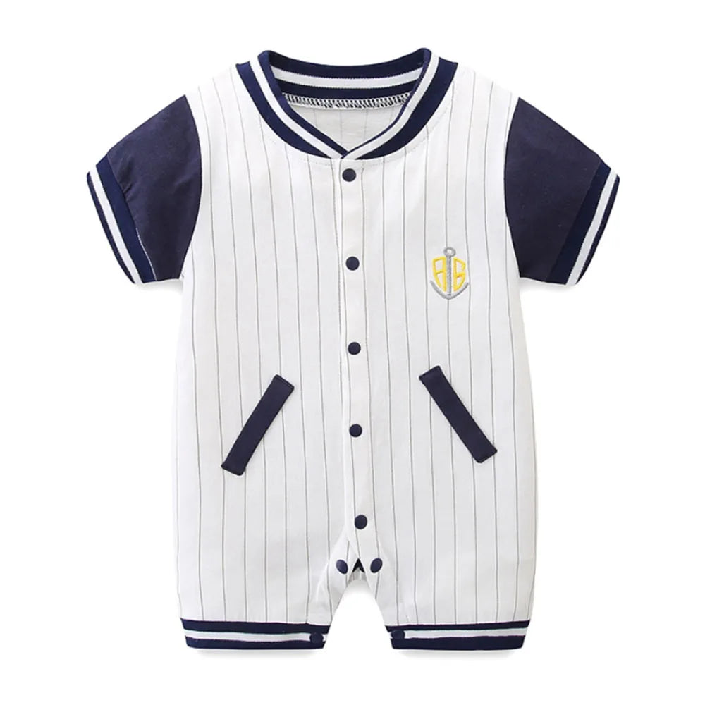 Baby Boys Girls Romper Cartoon Printed Short Sleeve One-Piece Beach Outfit Summer Clothes