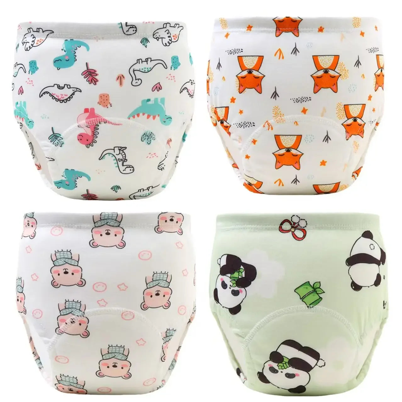 4PCS Baby Training Pants Toddler Girl Cartoon Polyester Cotton Underwear Cloth Panties Reusable Waterproof Potty Learning Diaper