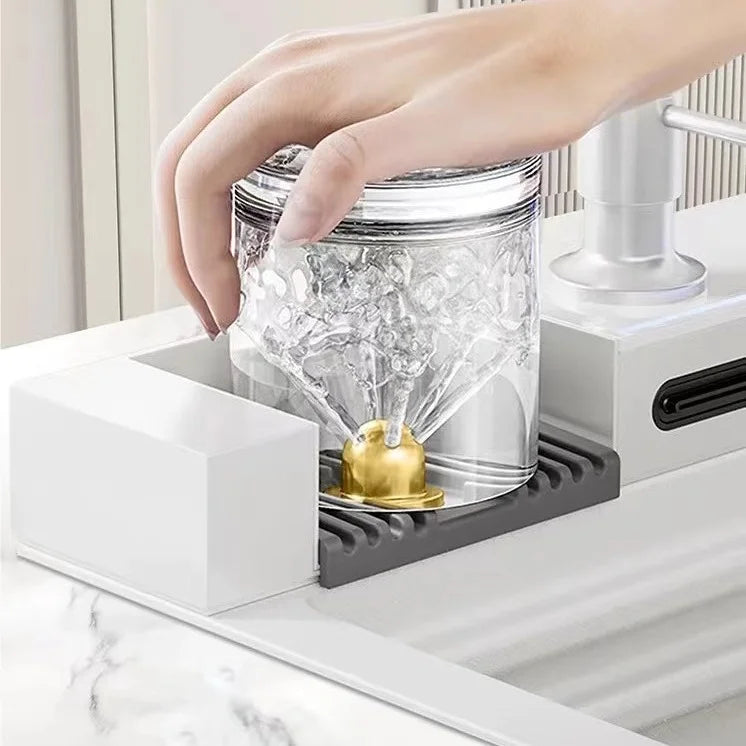 White Whale Rain Waterfall Kitchen Sink 304 Stainless Steel with Digital Display Thickened Honeycomb Design for Household