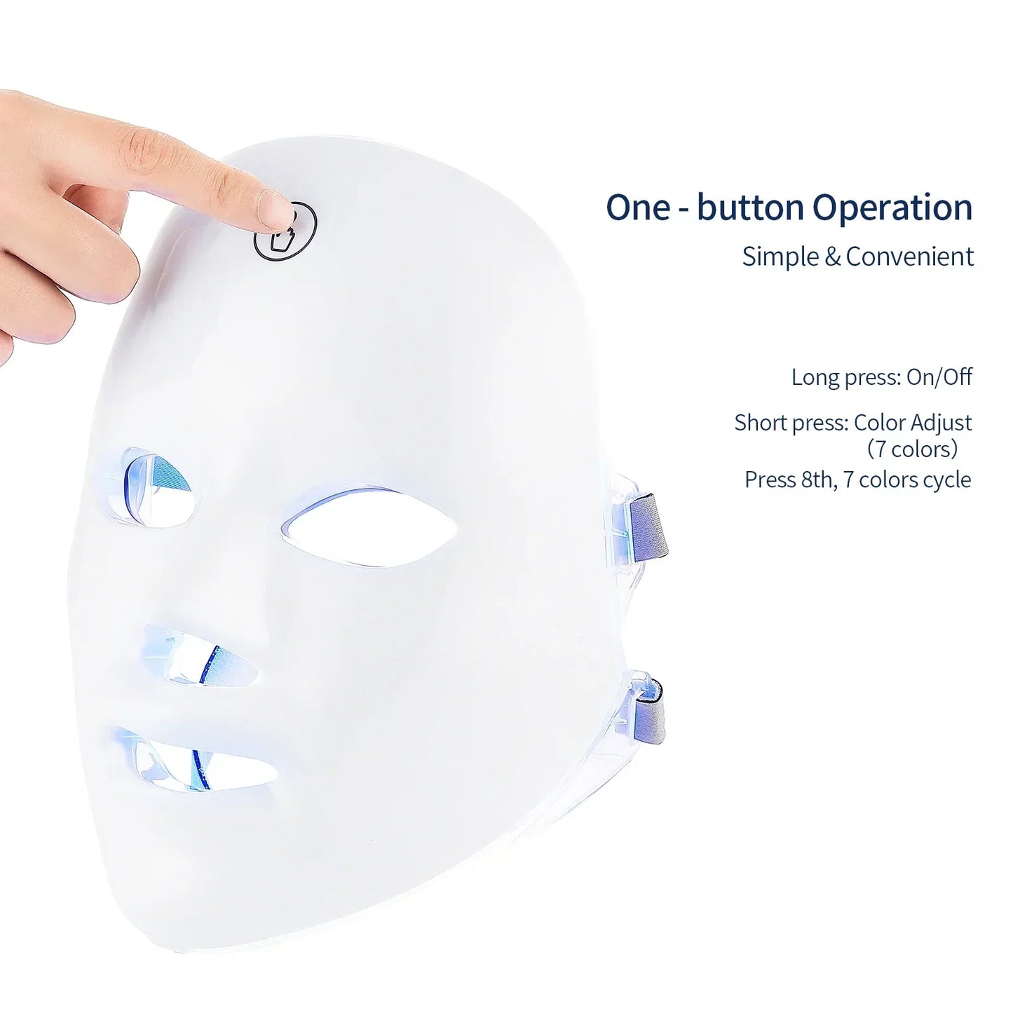 Foreverlily 7 Colors Light LED Facial Skin Care Mask Neck Skin Rejuvenation Treatment Beauty Anti Acne Therapy Whitening