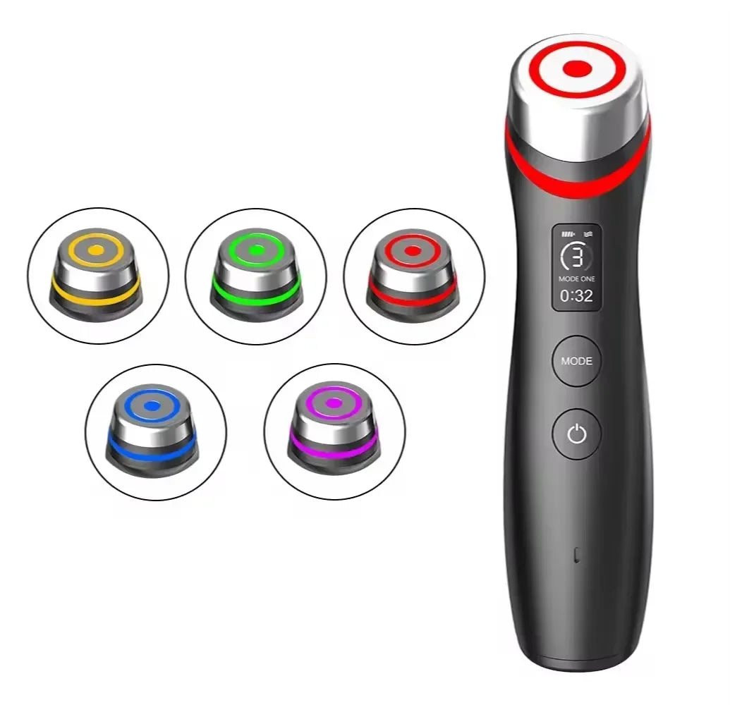 New 6 in 1 Multifunction Ager Booster Pro Skin Therapy Wand Facial Led Lights Beauty Device