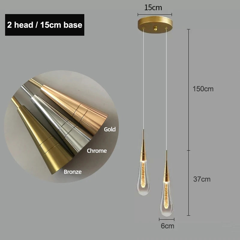Modern Raindrop Chandelier Decorative Stair Ceiling Light Waterdrop Crystal Light Fixture Kitchen Island Hotel Hall Living