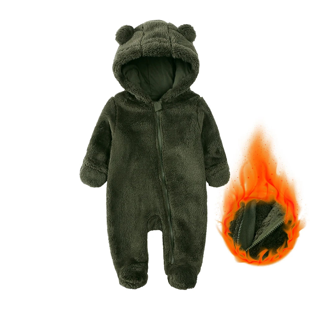 Winter Essentials Fleece Baby Clothes Romper Kids Boys Girls Pajamas Hooded Toddler Bodysuit Infant Jumpsuit Newborn Onesies