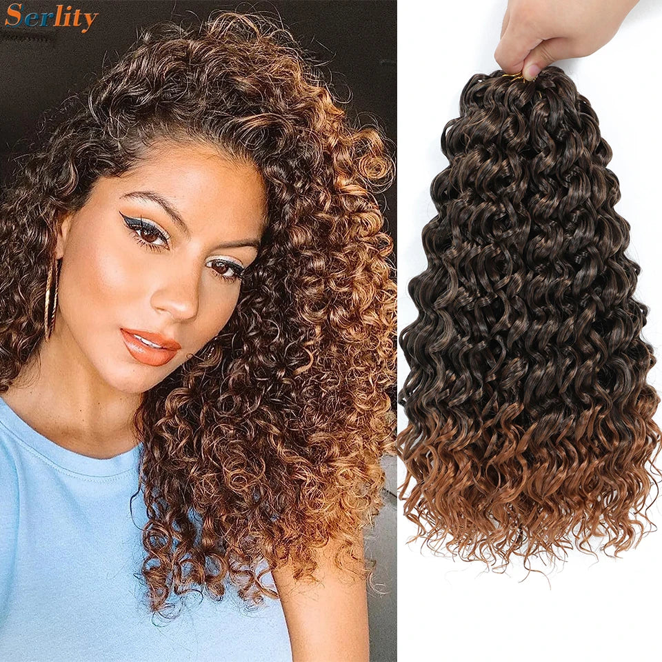 1-6 Packs GoGo Curl Crochet Hair 14 Inch Short Curly Crochet Hair For Women Kids Water Wave Beach Curl Deep Twist Crochet Braids