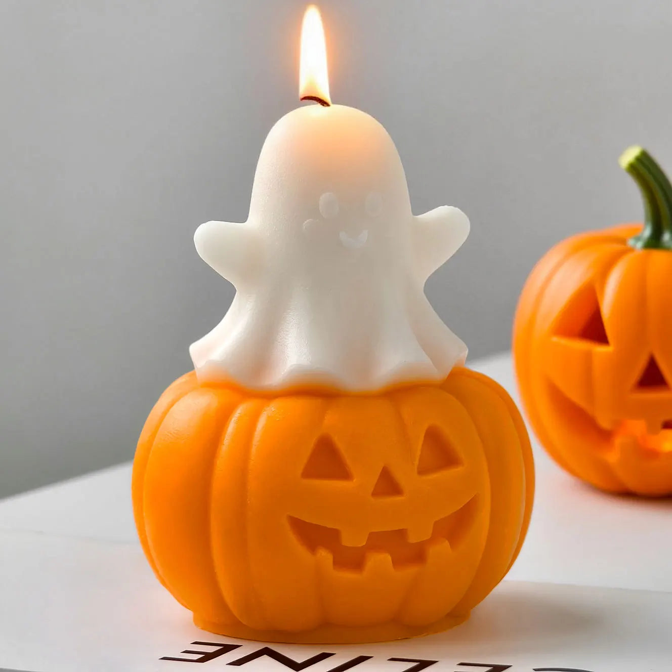 Halloween Ghost Pumpkin Silicone Mold DIY Pumpkin Aroma Candle Plaster Decoration Mould Halloween Spook Candle Making Supplies