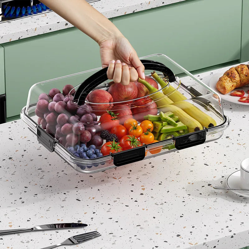 PET Transparent Storage Box Food Grade Cake Container Sealed Fruit Box Large Capacity Kitchen Outdoor Freshness Organizer