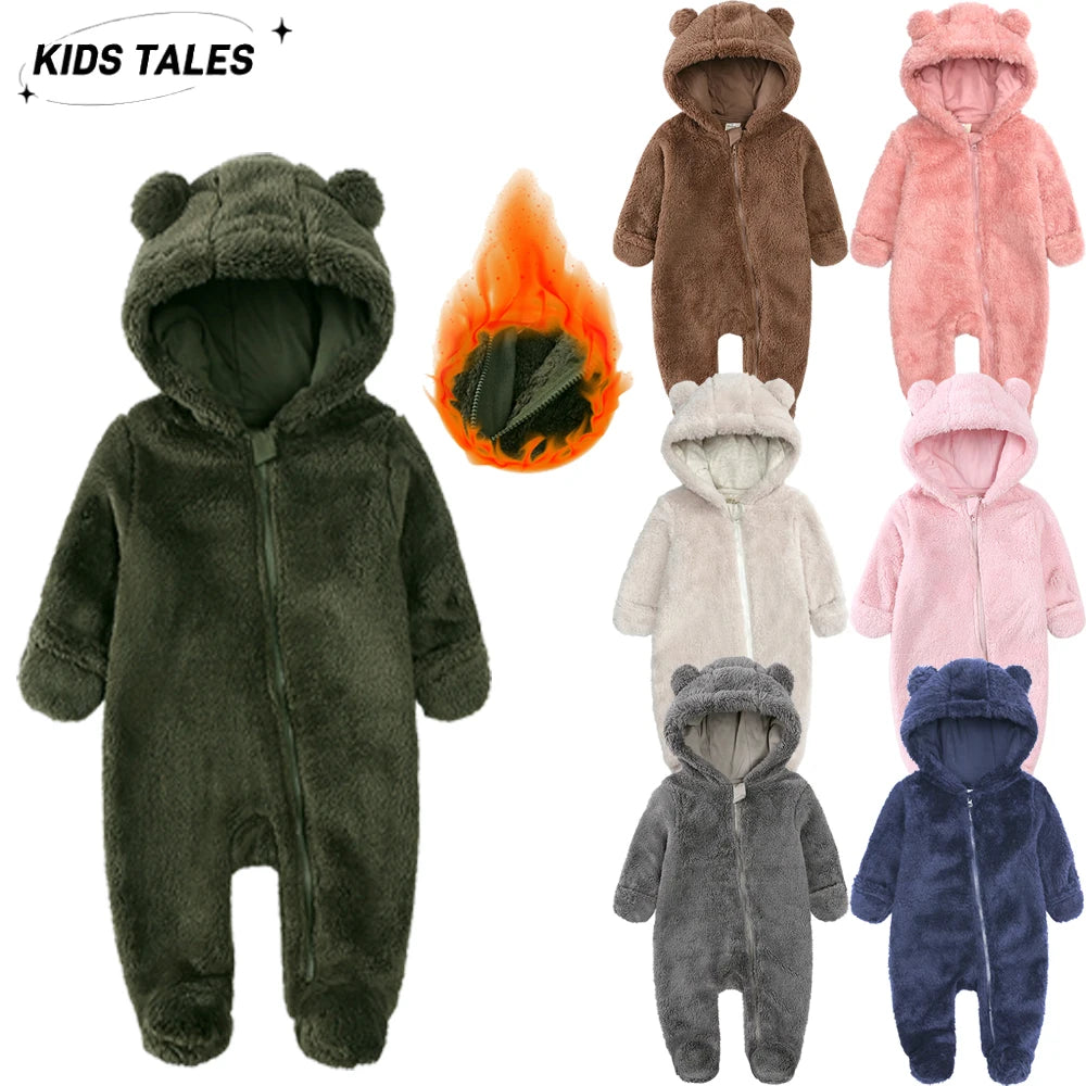 Winter Essentials Fleece Baby Clothes Romper Kids Boys Girls Pajamas Hooded Toddler Bodysuit Infant Jumpsuit Newborn Onesies
