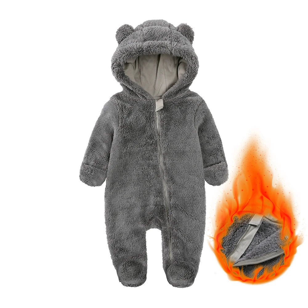 Winter Essentials Fleece Baby Clothes Romper Kids Boys Girls Pajamas Hooded Toddler Bodysuit Infant Jumpsuit Newborn Onesies