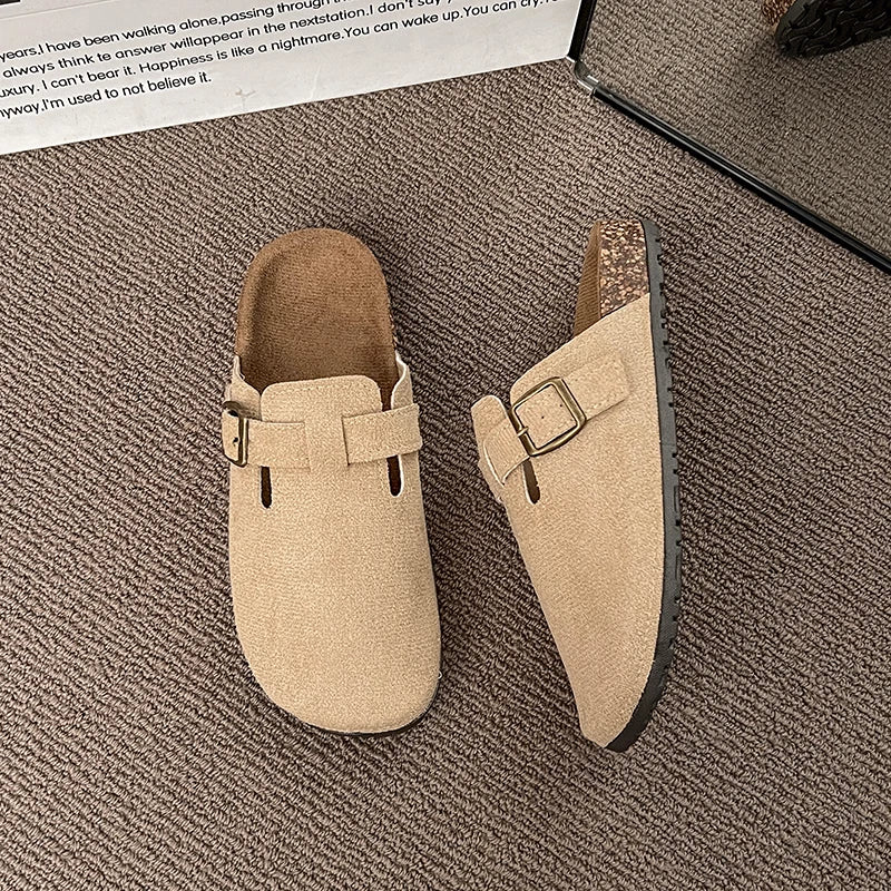 BASATU Suede Clogs for Women Men Mules Cork Footbed Sandals Arch Support Fashion Nonslip Outdoor Flats Beach Slippers Home Shoes