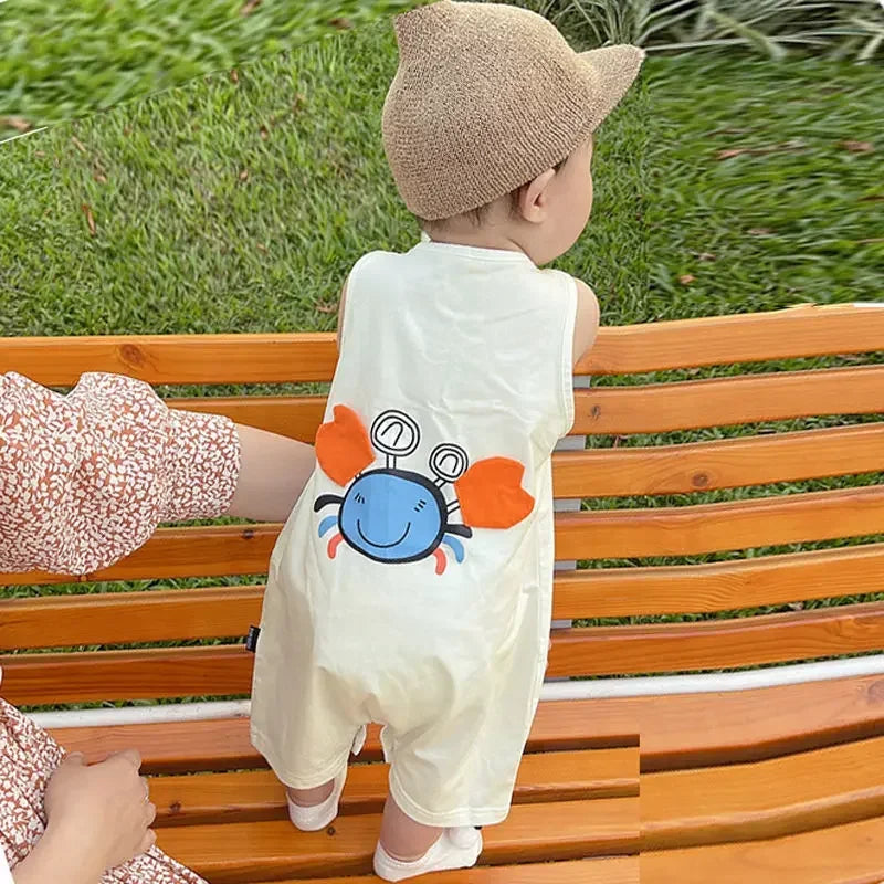 Cotton Newborn Baby Short Sleeves Triangle Romper Boy Girl Cartoon Suspender Clothes Jumpsuits Overall One Pieces 0-24M