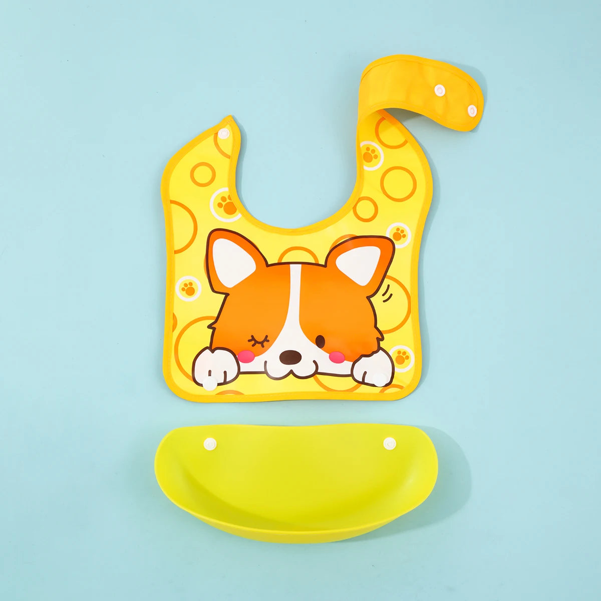 Cartoon EVA bib Infant meal detachable rice pocket Children's no-wash waterproof imitation silicone bib saliva pocket