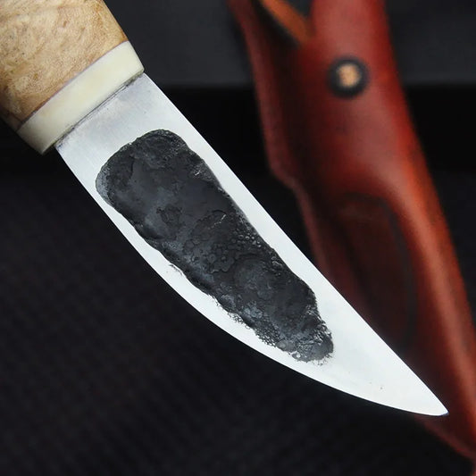 Yakut High Carbon Steel Forging Small Straight Knife Outdoor Camping Hunting Tactical Defense Fixed Knife Solid Wood Handle EDC