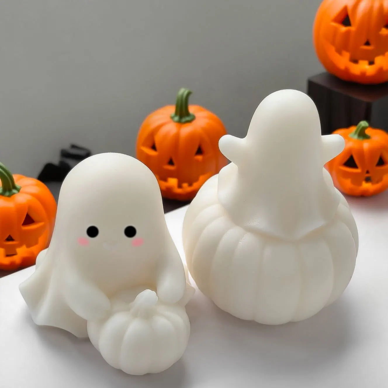 Halloween Ghost Pumpkin Silicone Mold DIY Pumpkin Aroma Candle Plaster Decoration Mould Halloween Spook Candle Making Supplies