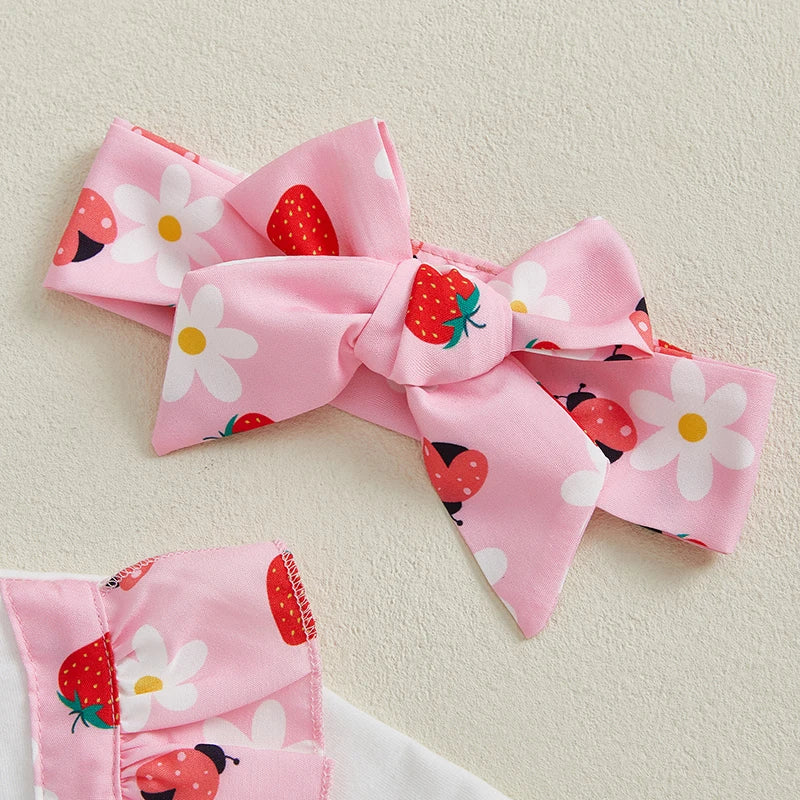 Adorable Baby Girl Floral Print Romper with Matching Headband Set for Summer Outings - Newborn Fashion Essentials
