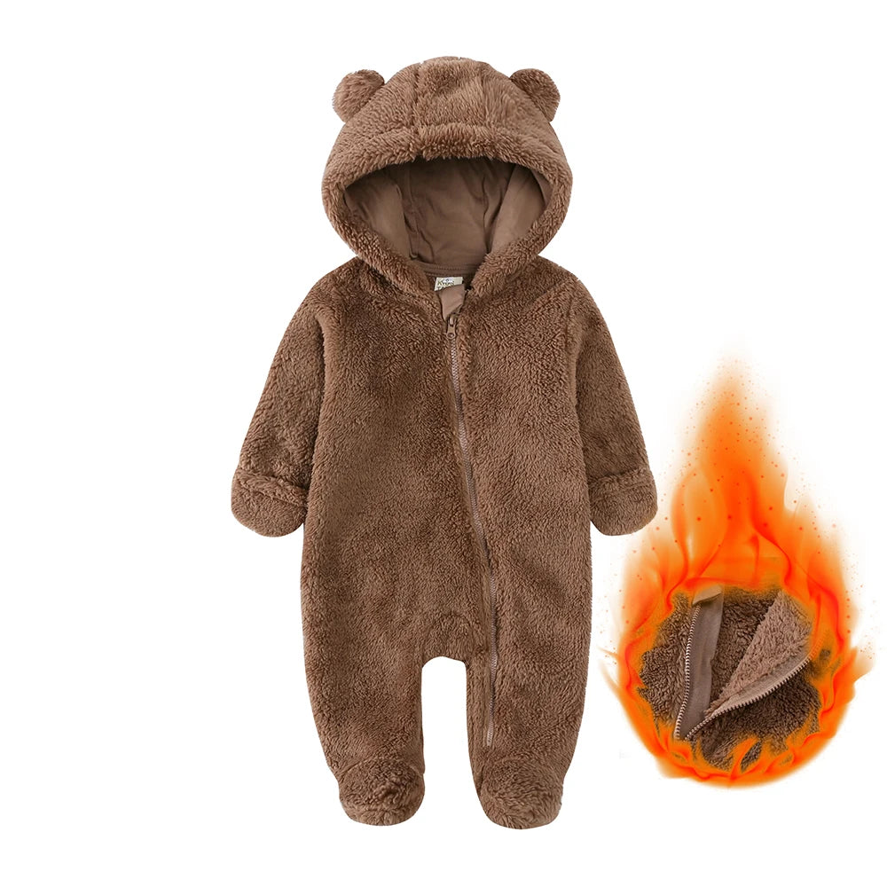 Winter Essentials Fleece Baby Clothes Romper Kids Boys Girls Pajamas Hooded Toddler Bodysuit Infant Jumpsuit Newborn Onesies