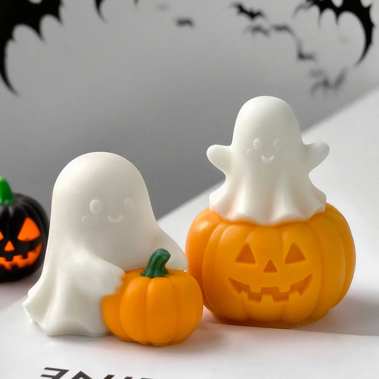 Halloween Ghost Pumpkin Silicone Mold DIY Pumpkin Aroma Candle Plaster Decoration Mould Halloween Spook Candle Making Supplies