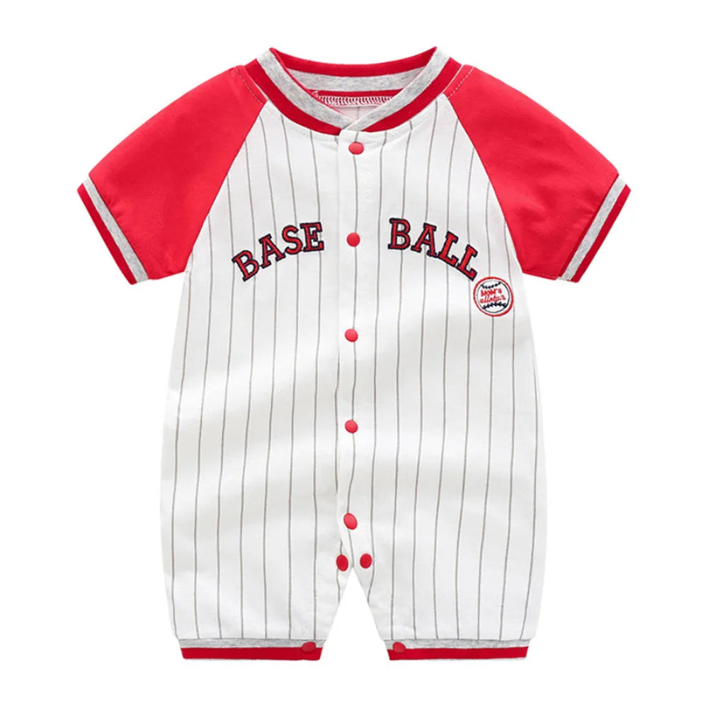 Baby Boys Girls Romper Cartoon Printed Short Sleeve One-Piece Beach Outfit Summer Clothes