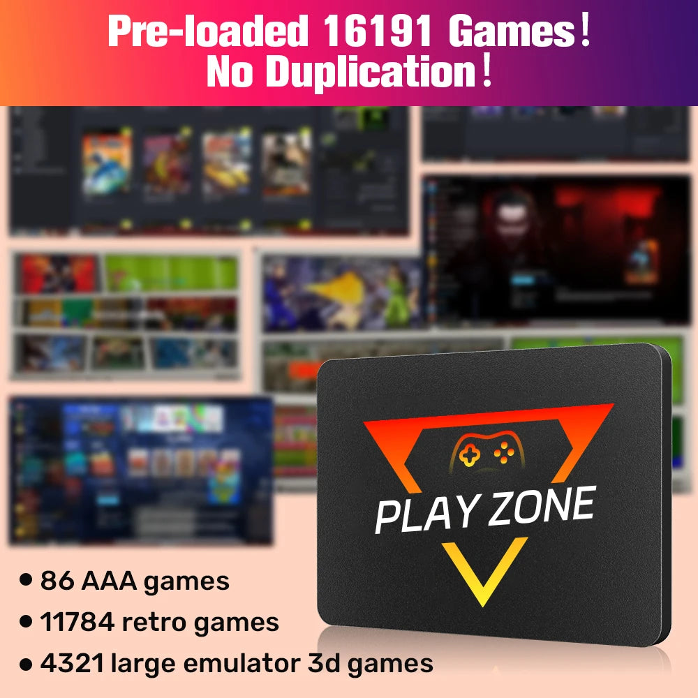 Retro Gaming SSD for Switch/PS5/Xbox/PS4/PS3/PS2/WIIU 80+Emulators Launchbox&Retrobat&Playnite 16191 Games Console for PC/Laptop