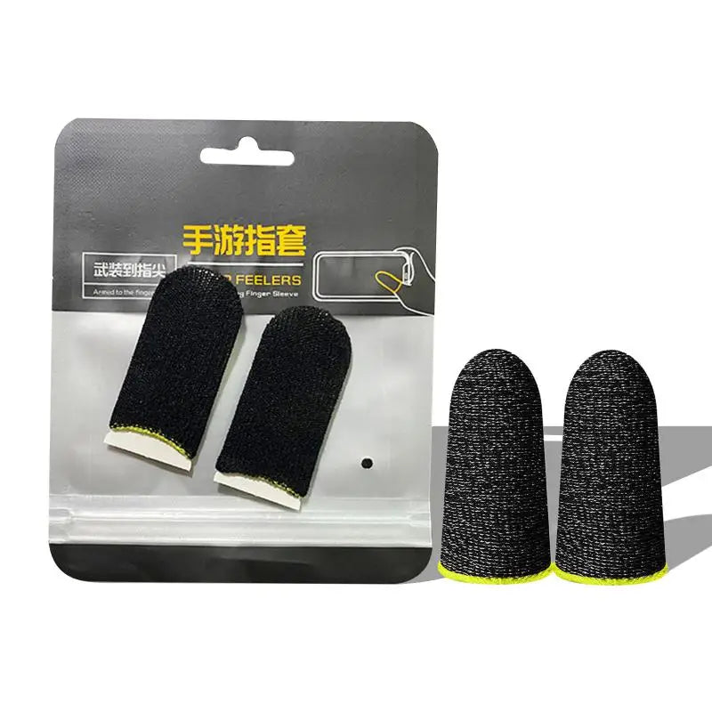 1 Pair For PUBG Gaming Finger Sleeve Breathable Fingertips Sweatproof Anti-slip Fingertip Cover Thumb Gloves For Mobile Game 