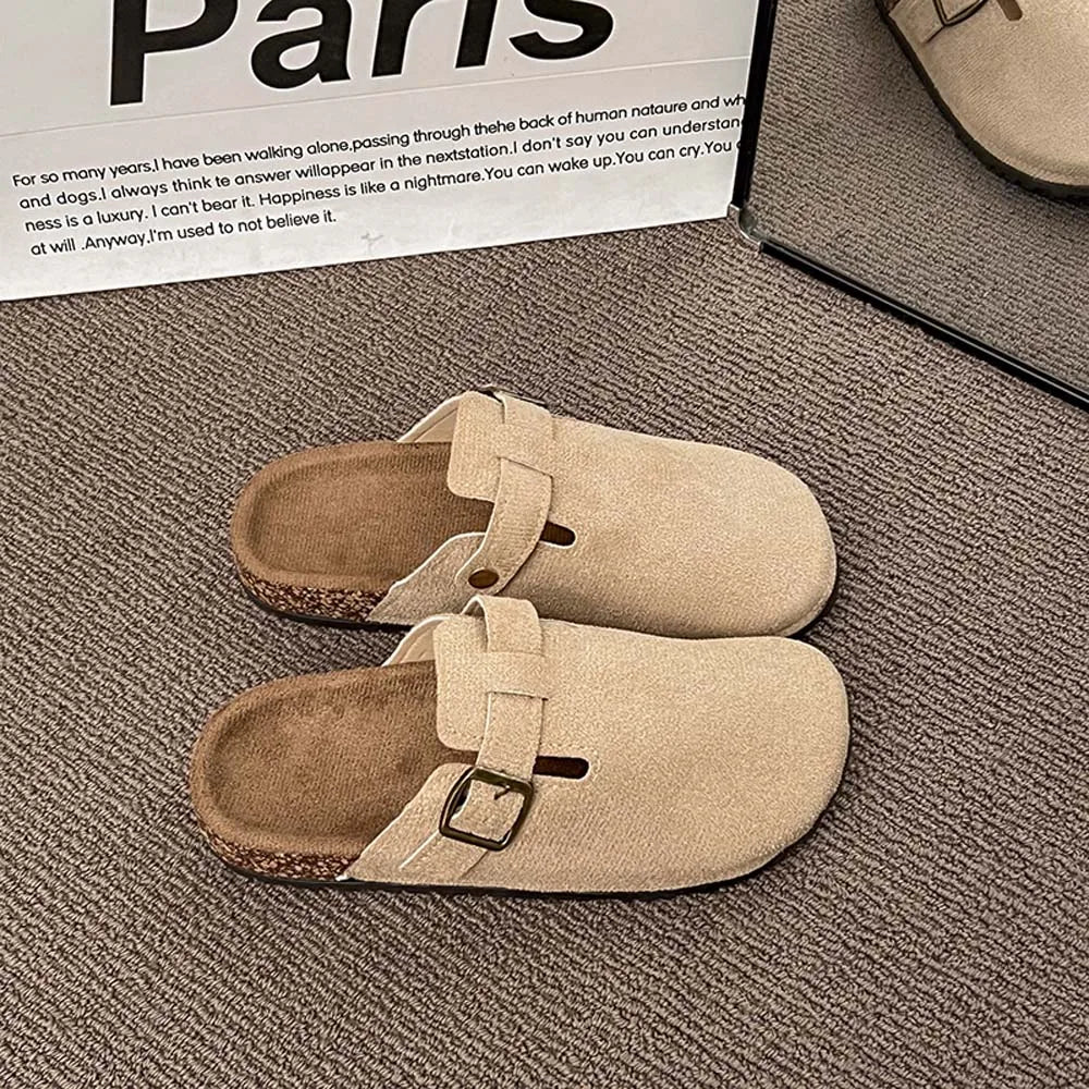 BASATU Suede Clogs for Women Men Mules Cork Footbed Sandals Arch Support Fashion Nonslip Outdoor Flats Beach Slippers Home Shoes