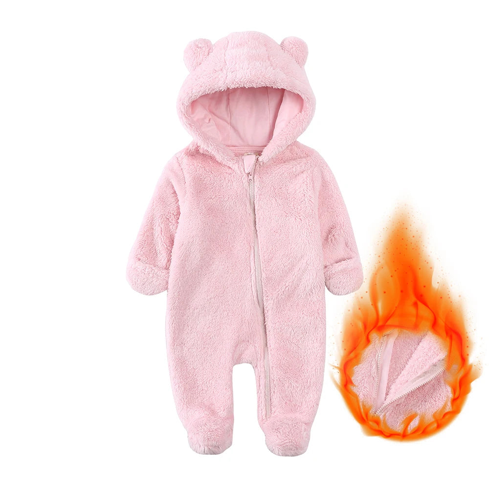 Winter Essentials Fleece Baby Clothes Romper Kids Boys Girls Pajamas Hooded Toddler Bodysuit Infant Jumpsuit Newborn Onesies