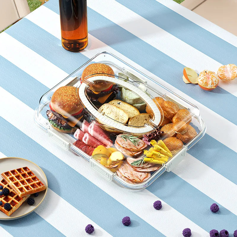 PET Transparent Storage Box Food Grade Cake Container Sealed Fruit Box Large Capacity Kitchen Outdoor Freshness Organizer