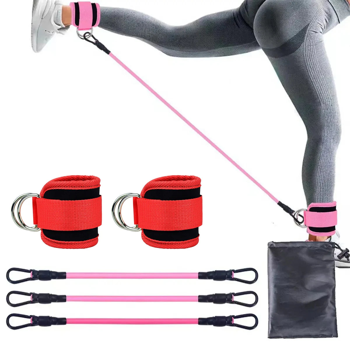 TPE Resistance Bands Ankle Straps Fitness Booty Band Squat Glute Workout Yoga Gym Equipment Guard Leg Strength Safety Extensions