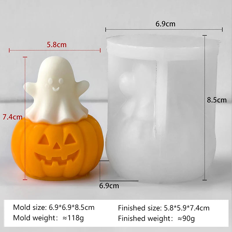Halloween Ghost Pumpkin Silicone Mold DIY Pumpkin Aroma Candle Plaster Decoration Mould Halloween Spook Candle Making Supplies