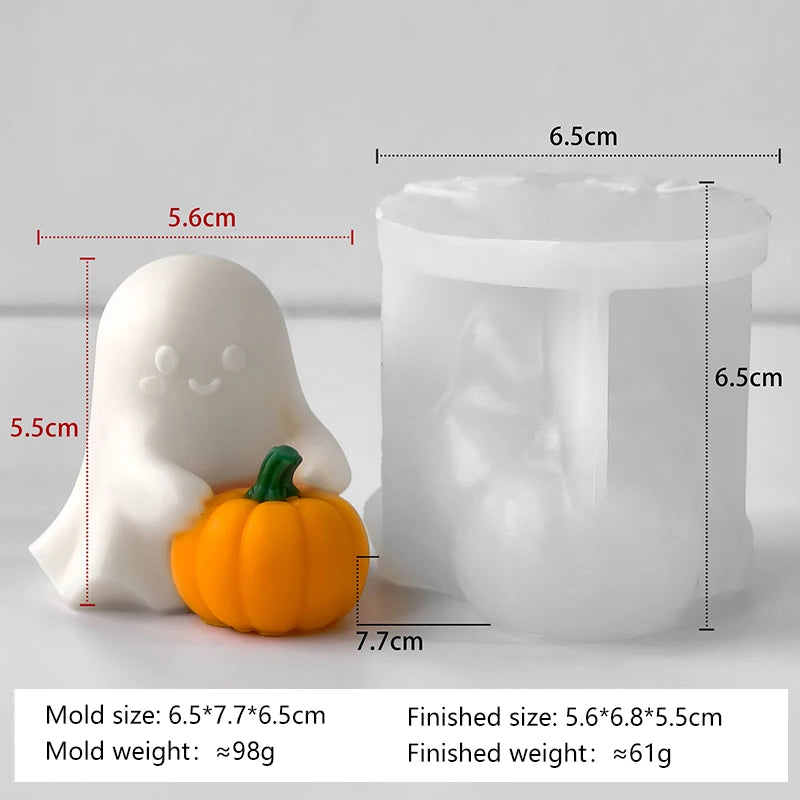 Halloween Ghost Pumpkin Silicone Mold DIY Pumpkin Aroma Candle Plaster Decoration Mould Halloween Spook Candle Making Supplies