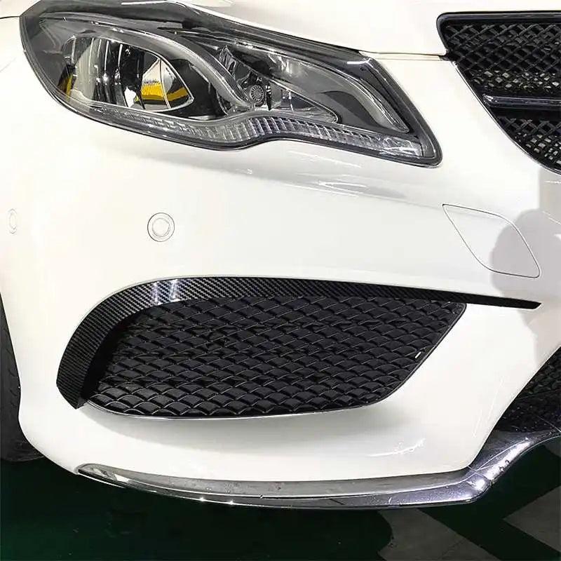 2PCS Car Front Bumper Splitter Vent Flaps Frame Grille Decorative Trims for Mercedes-Benz E-Class Coupe C207 AMG Line 2013-2016
