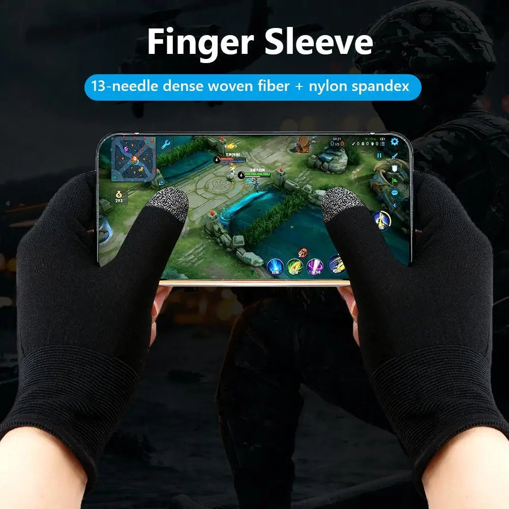 1 Pair Gaming Finger Sleeve Sweatproof Touch Screen Shoot Aim Finger Cot Fingertip Cover Thumb Gloves for PUBG Mobile Phone Game