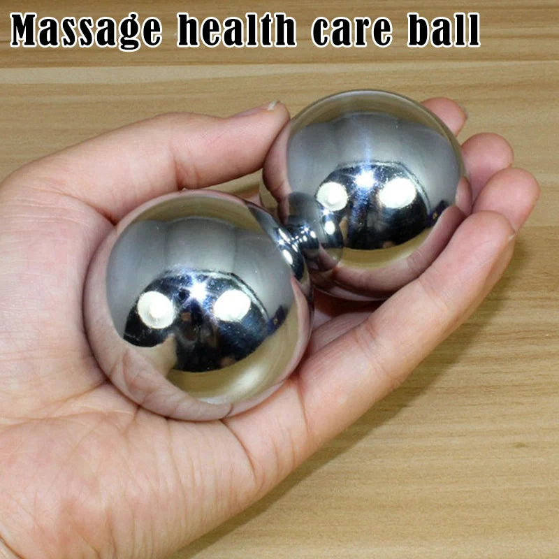 2Pcs Hand Massage Ball Stress Relaxation Chinese Health Care for Chromium Plated Silver Like solid hollow Hand Fitness Iron Ball