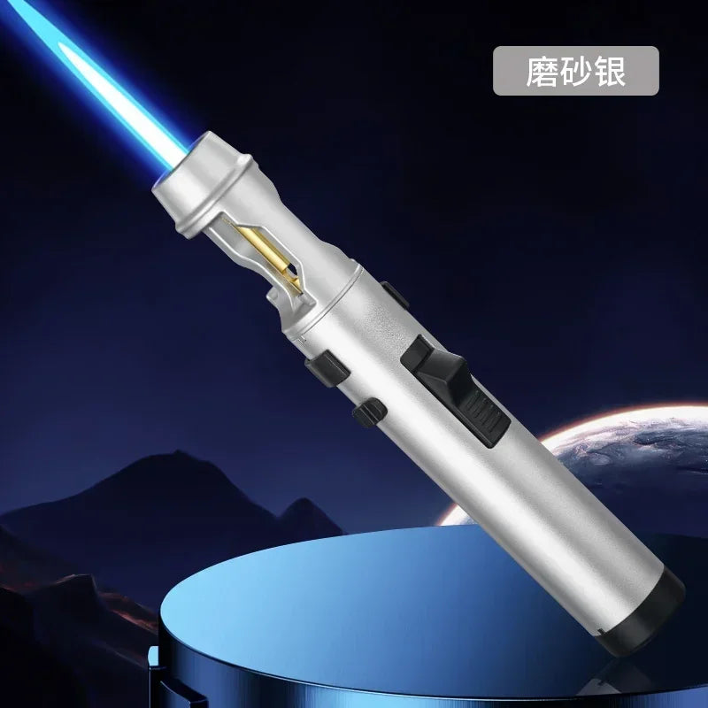 Gas Lighter Powerful Metal Windproof Kitchen Cooking Torch Flame Jet Barbecue Smoking Accessories Cigar Lighters Men's Gift
