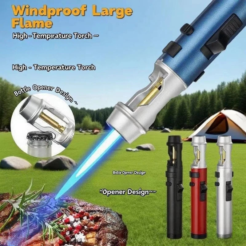 Gas Lighter Powerful Metal Windproof Kitchen Cooking Torch Flame Jet Barbecue Smoking Accessories Cigar Lighters Men's Gift