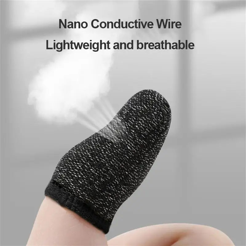 1 Pair For PUBG Gaming Finger Sleeve Breathable Fingertips Sweatproof Anti-slip Fingertip Cover Thumb Gloves For Mobile Game ﻿