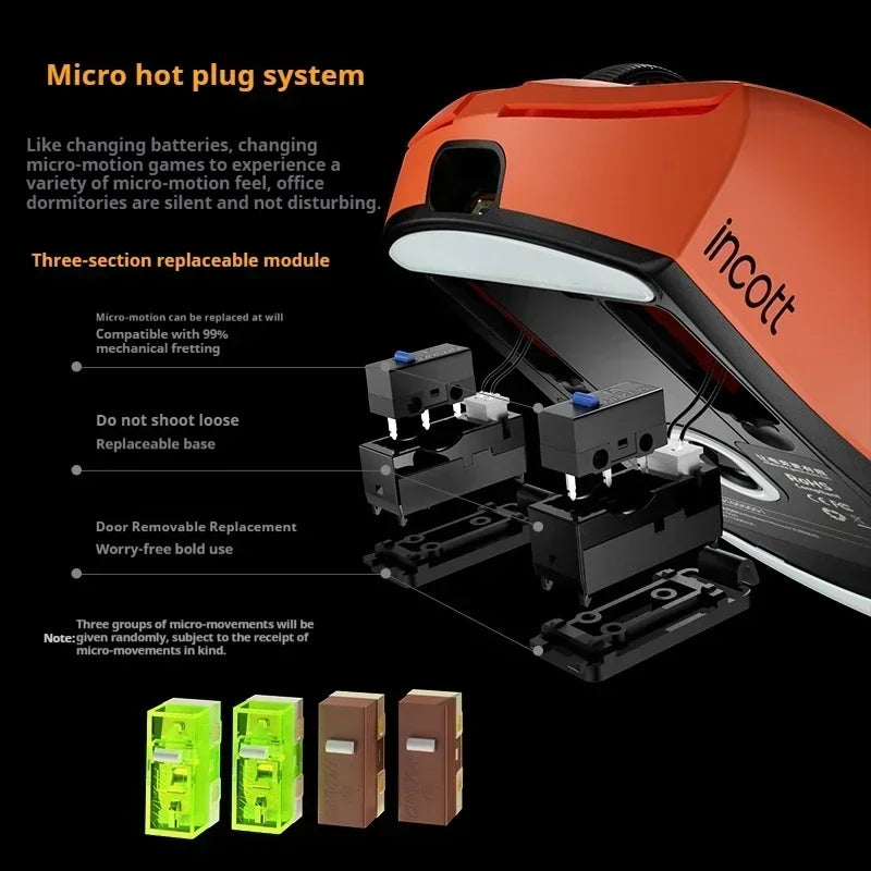 Incott G24Pro Wireless Mouse Paw3395 Sensor Low Latency Dual Mode Hot Swap Ergonomics Lightweight Gaming Mice Gaming Accessories