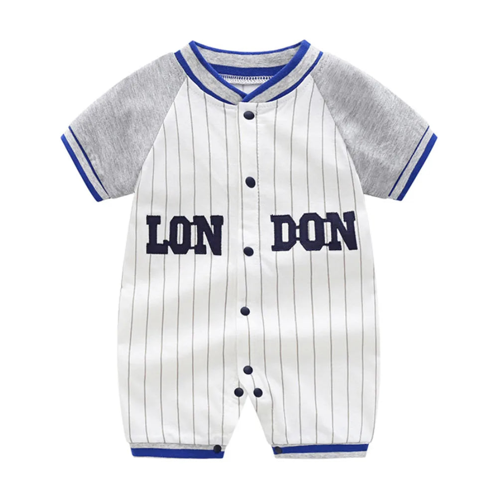 Baby Boys Girls Romper Cartoon Printed Short Sleeve One-Piece Beach Outfit Summer Clothes