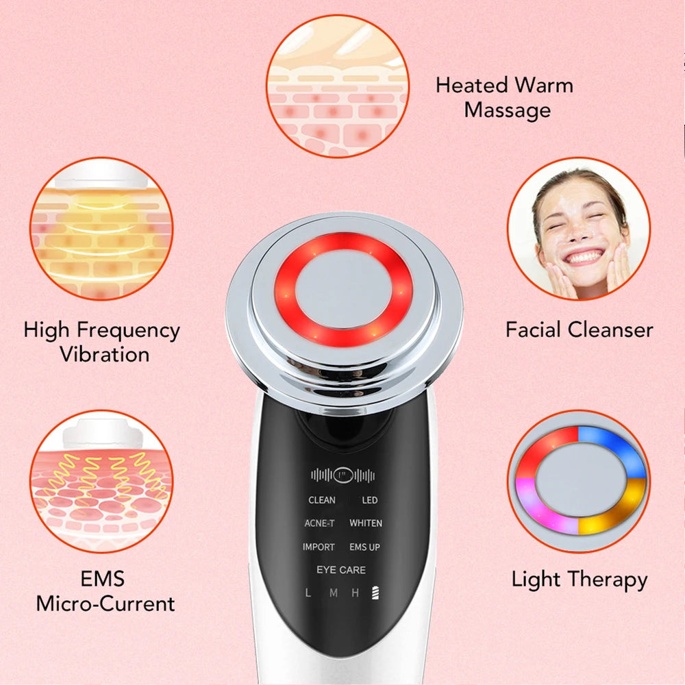 7 in 1 RF EMS Facial Massager Skin Care Tools Face Lift Multifunction Firm Device Skin Rejuvenation Wrinkle Removal Face Beauty