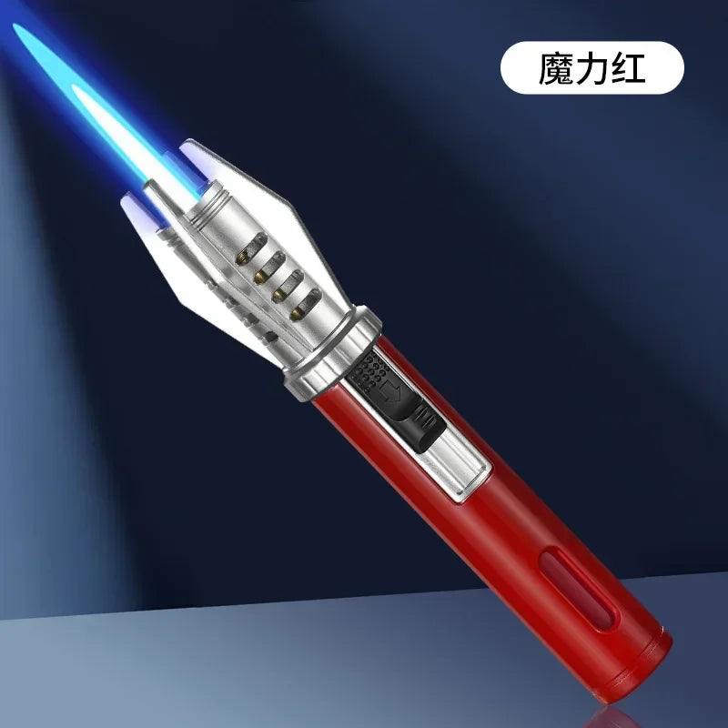 Gas Lighter Powerful Metal Windproof Kitchen Cooking Torch Flame Jet Barbecue Smoking Accessories Cigar Lighters Men's Gift