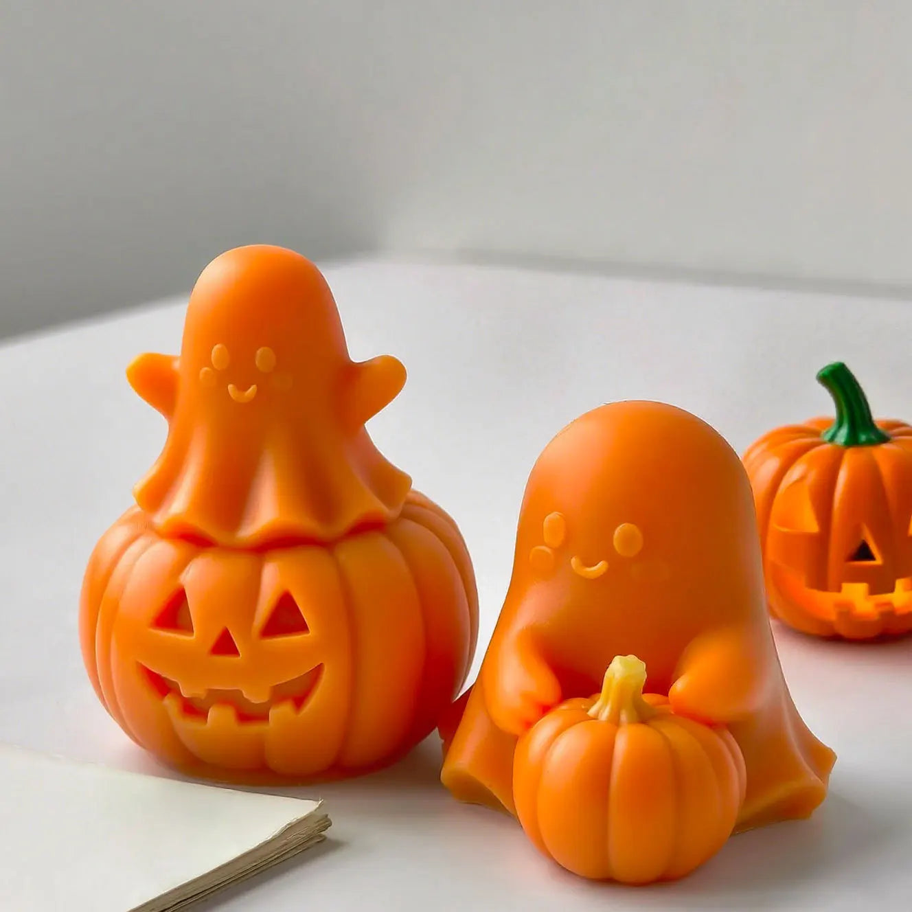 Halloween Ghost Pumpkin Silicone Mold DIY Pumpkin Aroma Candle Plaster Decoration Mould Halloween Spook Candle Making Supplies