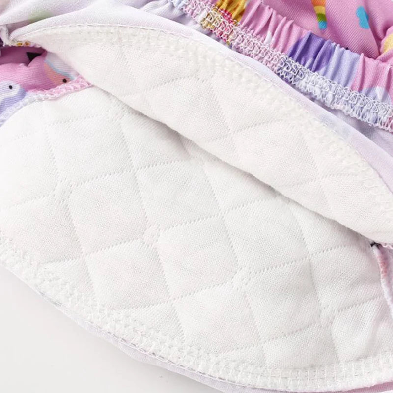 4PCS Baby Training Pants Toddler Girl Cartoon Polyester Cotton Underwear Cloth Panties Reusable Waterproof Potty Learning Diaper