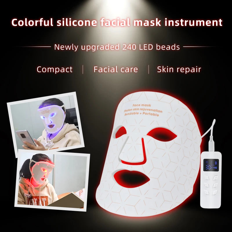 Rechargeable Led Red Light Therapy Silicone Face Mask Photon Rejuvenation Pdt 4 Colors Led Facial Mask for Skin Care Beauty Care