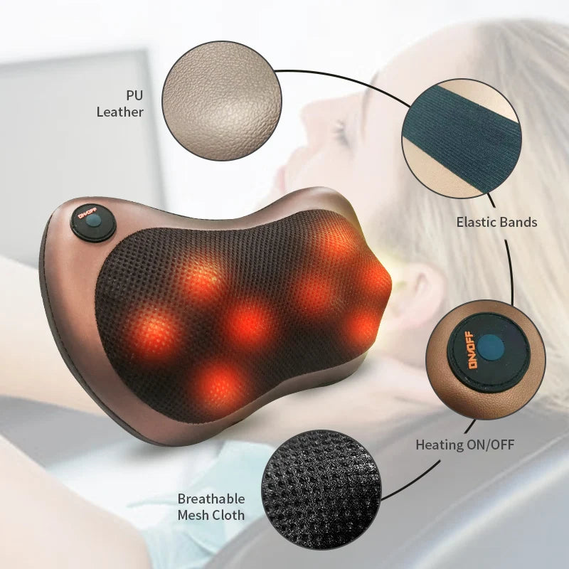 Massage Pillow with Heat Back Massager for Pain Relief Deep Tissue Gifts for Men Women for Whole Body Muscle Relax