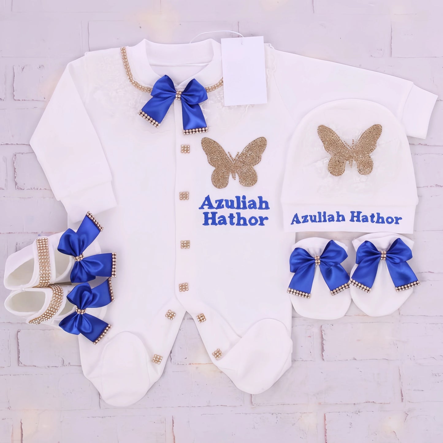 Name Personalized Layette Newborn 4pcs Crown Jewelry Welcome Home Romper Baby Clothes Baby Girl Boy Toddler's Cotton Outfits