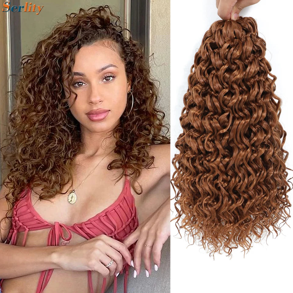 1-6 Packs GoGo Curl Crochet Hair 14 Inch Short Curly Crochet Hair For Women Kids Water Wave Beach Curl Deep Twist Crochet Braids
