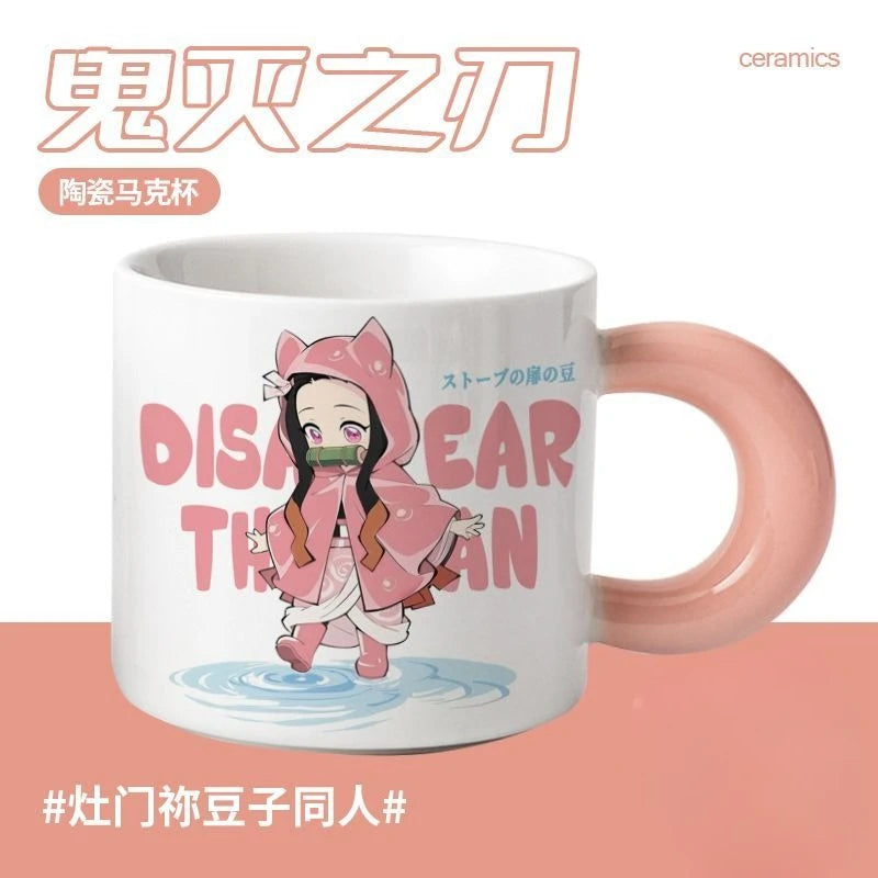 Demon Slayer Nezuko peripherals new two-dimensional creative anime pattern fashionable anti-scalding ceramic cup with handle