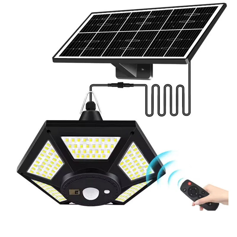 Solar Pendant Lights Outdoor Solar Shed Light Motion Sensor 288 LEDs Dimmable Indoor Barn Lamp Waterproof Gazebo Yard Garage Pat