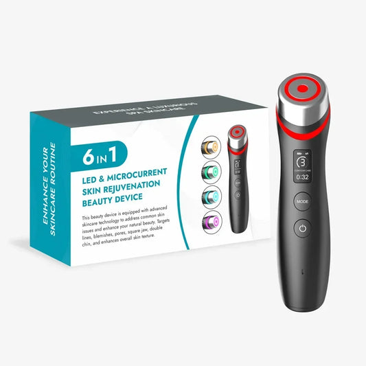 New 6 in 1 Multifunction Ager Booster Pro Skin Therapy Wand Facial Led Lights Beauty Device
